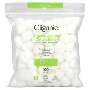Cliganic, Ватные шарики из органического джамбо, 100 шт. (Товар снят с продажи) 