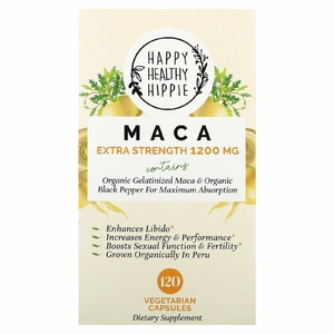 Happy Healthy Hippie, мака, повышенная сила действия, 120 вегетарианских капсул
