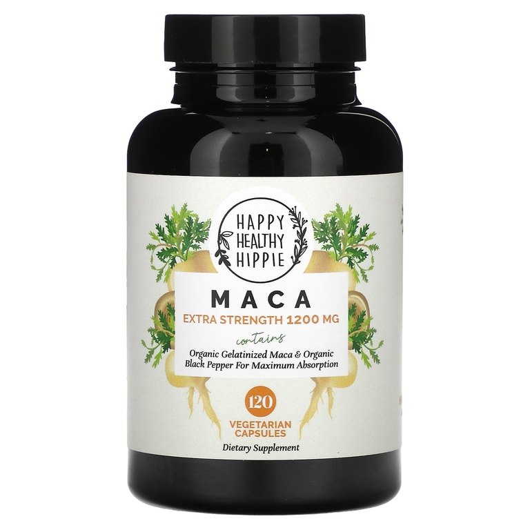 Happy Healthy Hippie, мака, повышенная сила действия, 120 вегетарианских капсул