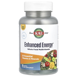 KAL, Enhanced Energy®, мультивитамины из цельных продуктов, без железа, 60 растительных таблеток