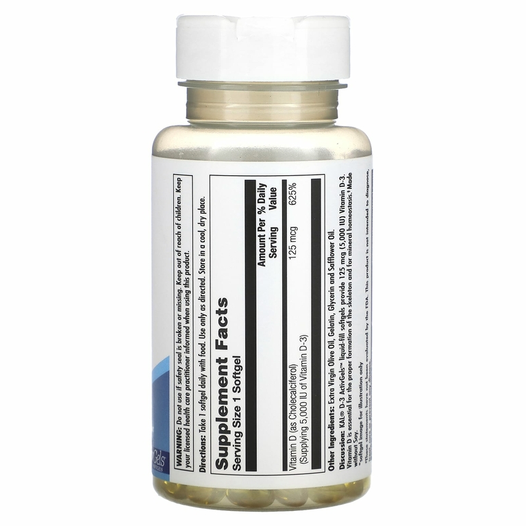 KAL, D-3, 125 mcg (5,000 IU), 90 Softgels