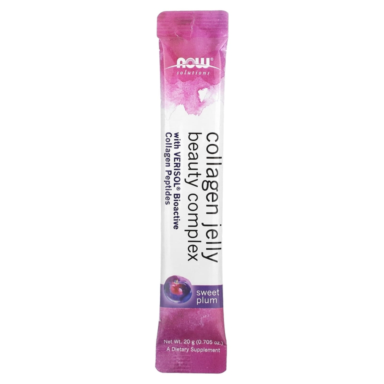 NOW Foods, Solutions, Collagen Jelly Beauty Complex, сладкая слива, 10 желейных палочек, 20 г (0,705 унции)