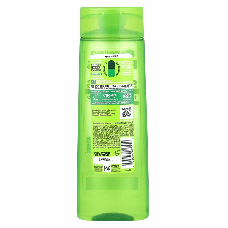 Garnier, Grow Strong, + биотин C, шампунь для густоты волос, для тонких волос, 370 мл (12,5 жидк. унц.) (Товар снят с продажи) 