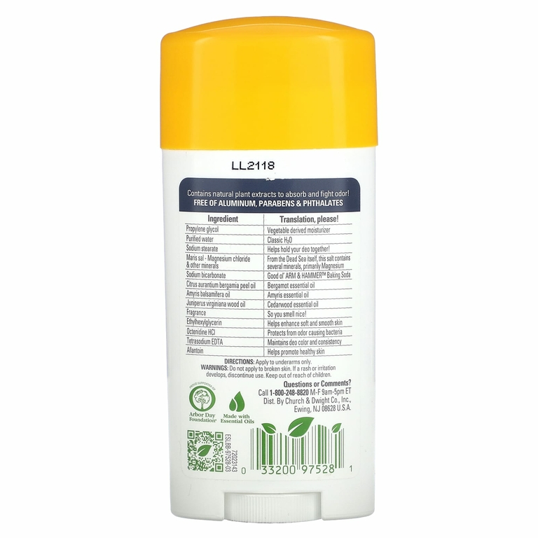 Arm & Hammer, Essentials с натуральными дезодорантами, дезодорант, магний, ваниль и сандал, 71 г (2,5 унции)