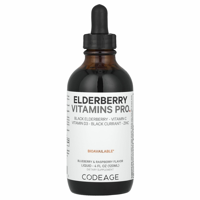 Codeage, Vitamins, бузина и иммунный комплекс, голубика и малина, 120 мл (4 жидк. Унции)