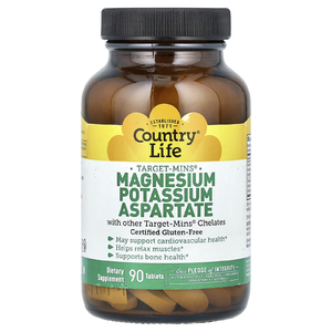 Country Life, Target-Mins, магний, калий, аспартат, 90 таблеток