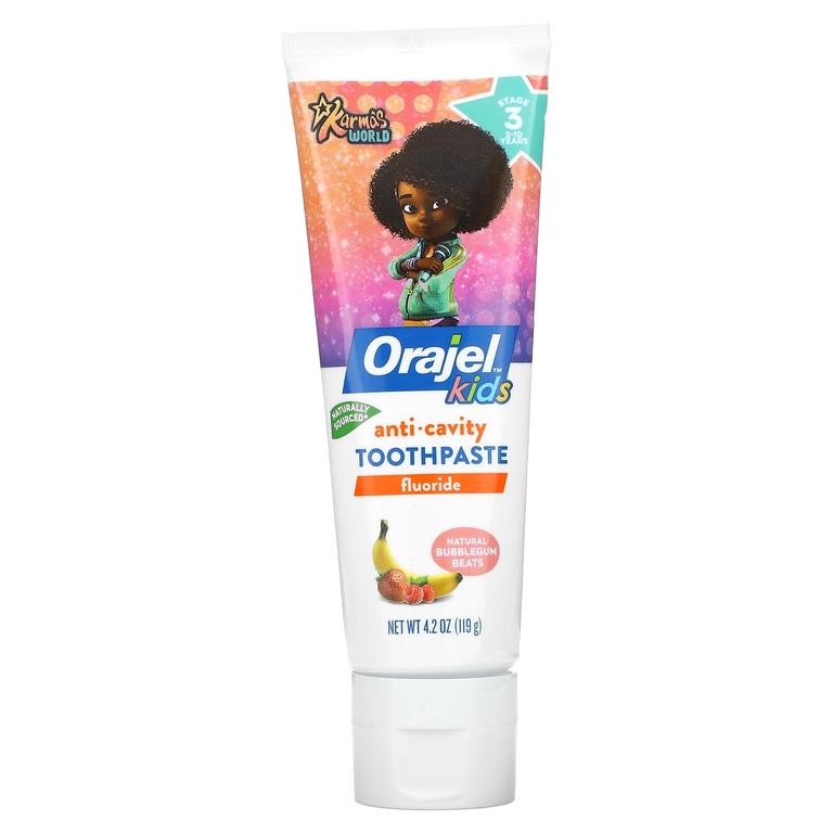 Orajel, Kids, Karmas World, фторидная зубная паста, для детей от 2 до 10 лет, натуральная жевательная резинка, 119 г (4,2 унции)