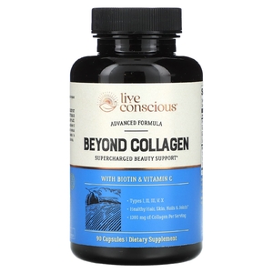 Live Conscious, Beyond Collagen, с биотином и витамином C, 90 капсул