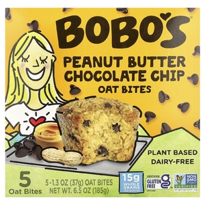 Bobo's Oat Bars, Oat Bites, арахисовая паста и шоколадная крошка, 5 шт. по 37 г (1,3 унции) (Товар снят с продажи) 