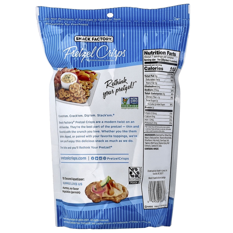 Snack Factory, хрустящие крендельки, с оригинальным вкусом, для гурманов, 204 г (7,2 унции) (Товар снят с продажи) 