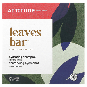 ATTITUDE, Leaves Bar, увлажняющий батончик с шампунем, травяной мускус, 113 г (4 унции) (Товар снят с продажи) 