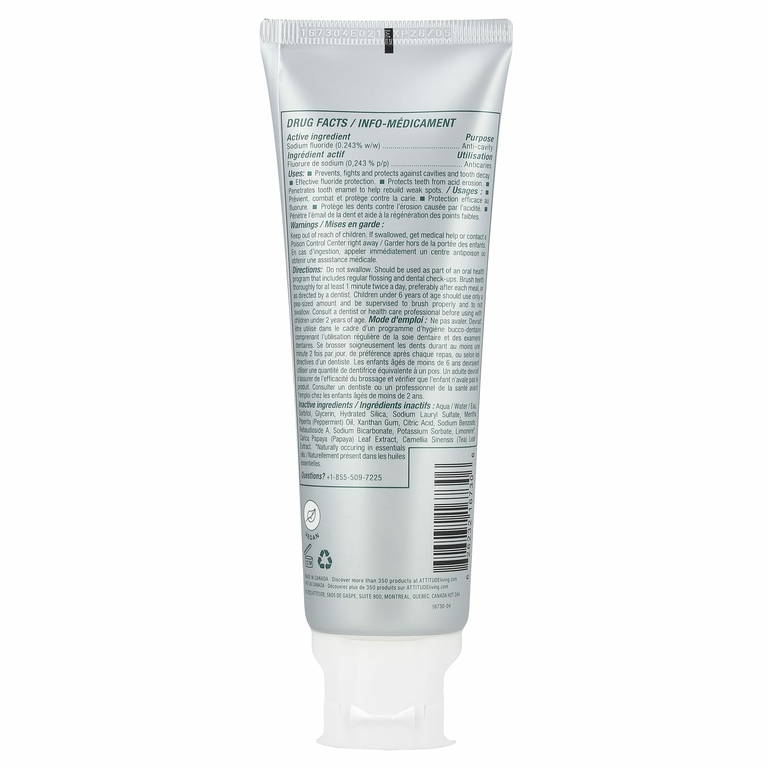 ATTITUDE, Зубная паста Fresh Breath, перечная мята, 120 г (4,2 унции)