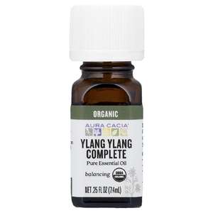 Aura Cacia, Чистое эфирное масло, полный органический иланг-иланг, 7,4 мл (0,25 жидк. унц.)