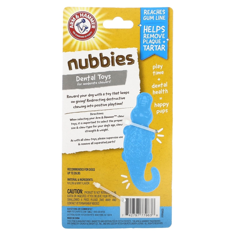 Arm & Hammer, Nubbies, стоматологическая игрушка для массажа десен, аллигатор, мята, 1 шт. (Товар снят с продажи) 