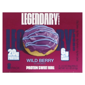 Legendary Foods, Сладкий ролл с протеином, лесные ягоды, 8 пакетиков по 64 г (2,3 унции)