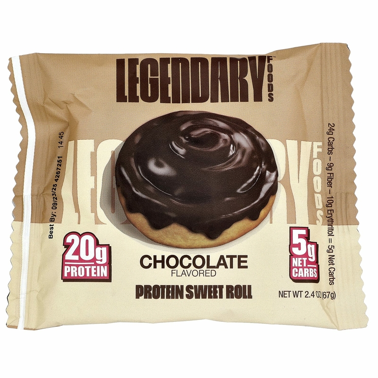 Legendary Foods, Сладкий рулет с протеином, шоколад, 8 пакетиков по 67 г (2,4 унции)