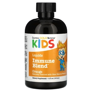 California Gold Nutrition, жидкая добавка для укрепления иммунитета, с экстрактом листьев оливкового дерева, экстрактом зверобоя и коллоидным серебром для детей, без спирта, апельсин, 118 мл (4 жидк. унции)