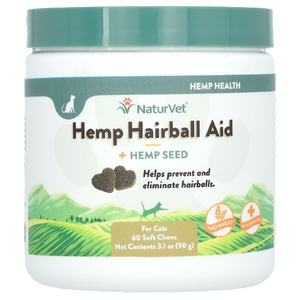 NaturVet, конопляное средство для шерсти и семян конопли, для кошек, 60 жевательных таблеток, 90 г (3,1 унции) (Товар снят с продажи) 