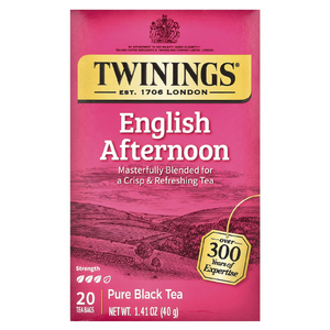 Twinings, Чистый черный чай, английский полдник, 20 чайных пакетиков, 40 г (1,41 унции)