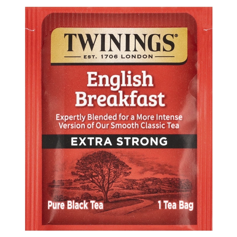 Twinings, чистый черный чай, английский завтрак, экстракрепкий, 20 чайных пакетиков, 50 г (1,76 унции)