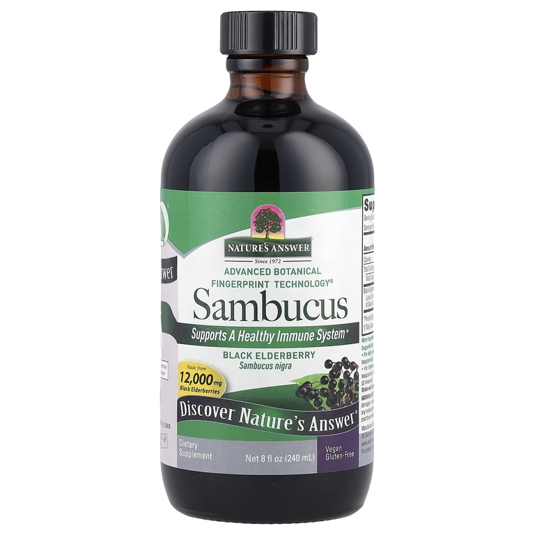 Nature's Answer, Sambucus, черная бузина, без спирта, 12000 мг, 240 мл (8 жидк. Унций)