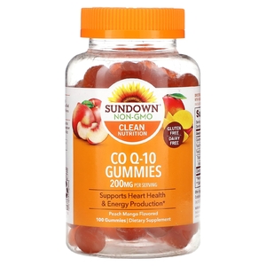 Sundown Naturals, Q10, коэнзим, со вкусом персика и манго, 200 мг, 100 жевательных мармеладок (100 мг в 1 жевательной таблетке)