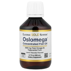 California Gold Nutrition, Oslomega®, норвежский рыбий жир с омега-3 повышенной силы действия, натуральный лимонный вкус, 200 мл (6,7 жидк. унции)