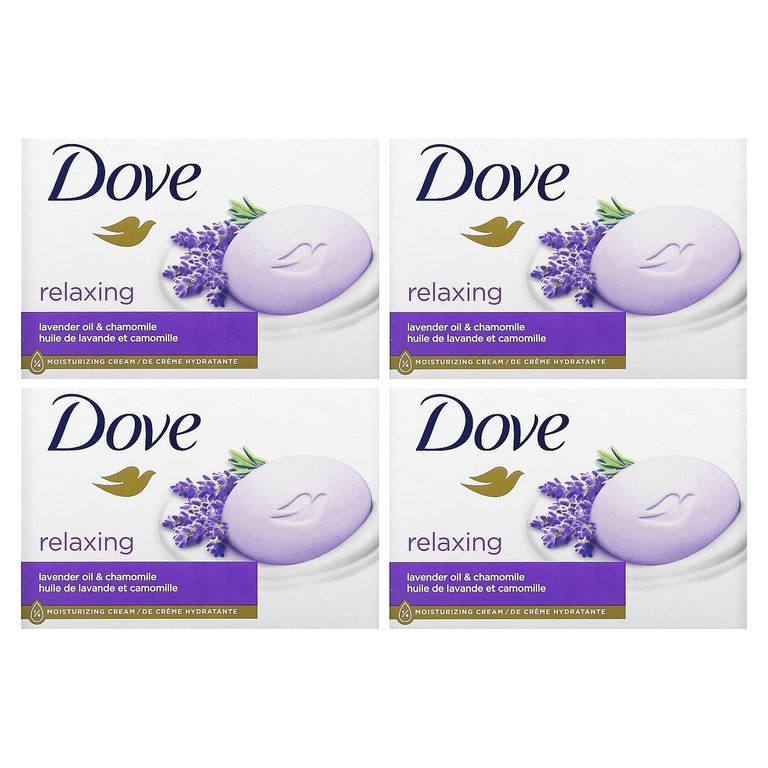 Dove, Расслабляющее мыло, лавандовое масло и ромашка, 4 шт., 106 г (3,75 унции) (Товар снят с продажи) 