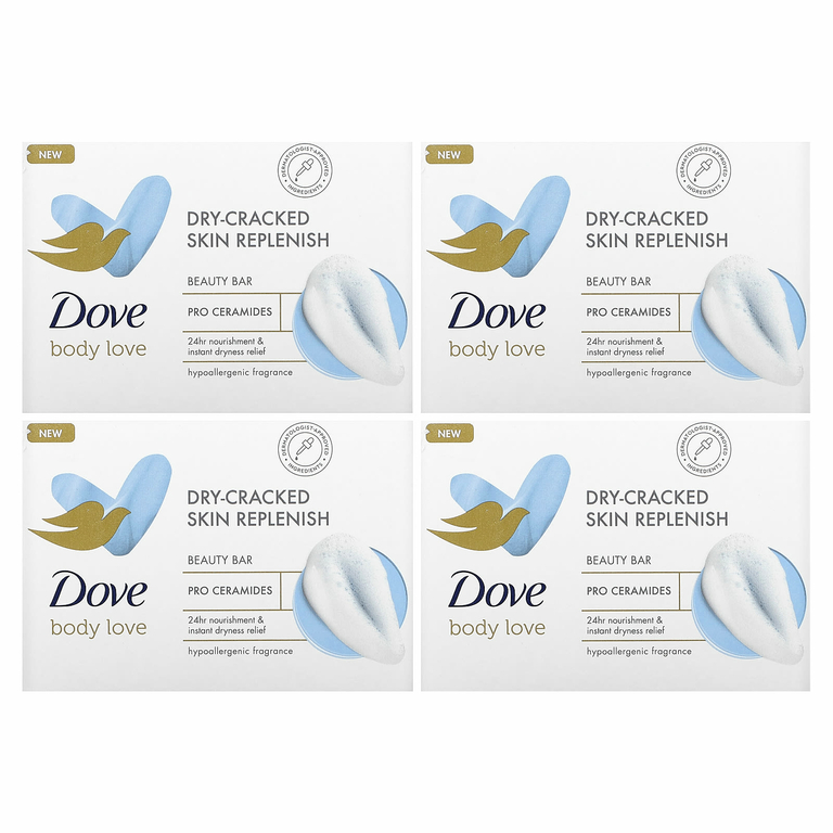 Dove, Body Love, косметическое мыло, восстановление для сухой потрескавшейся кожи, 2 шт., По 106 г (3,75 унции) (Товар снят с продажи) 