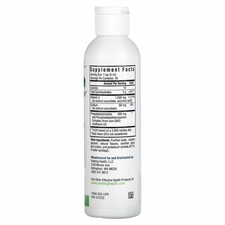 Seeking Health, Optimal Liposomal Vitamin C, натуральный лимон, 1000 мг, 150 мл (5 жидк. унц.)