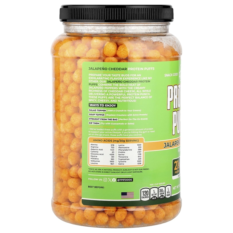 Twin Peaks, Protein Puffs, халапеньо и чеддер, 300 г (10,6 унции)