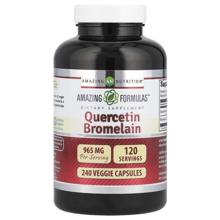 Amazing Nutrition, кверцетин с бромелаином, 240 растительных капсул