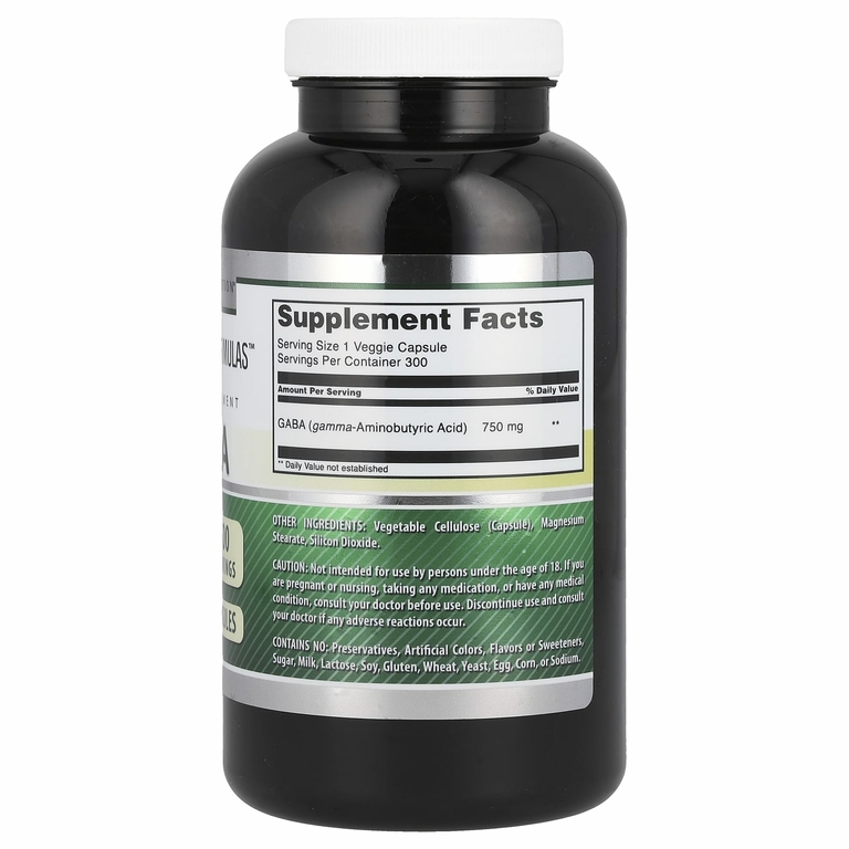 Amazing Nutrition, ГАМК, 750 мг, 300 растительных капсул