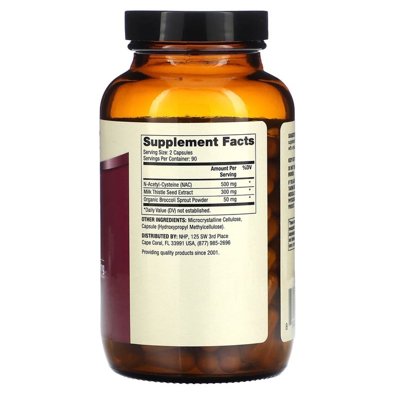 Dr. Mercola, NAC с расторопшей, 500 мг, 180 капсул (250 мг в 1 капсуле)