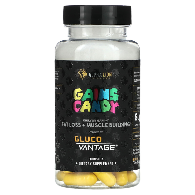 ALPHA LION, Gains Candy, Gluco Vantage, 60 капсул