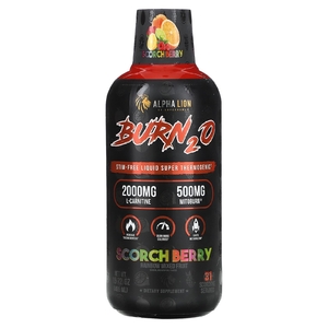 ALPHA LION, Burn2O, Scorch Berry, добавка для сжигания жира, со вкусом фруктового ассорти, 465 мл (15,72 унции)