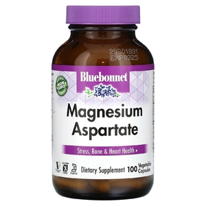 Bluebonnet Nutrition, Аспартат магния, 100 растительных капсул (200 мг на капсулу)