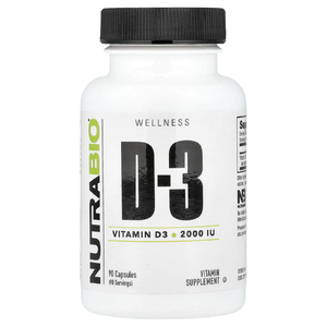 NutraBio, Витамин D-3, 2000 МЕ, 90 капсул