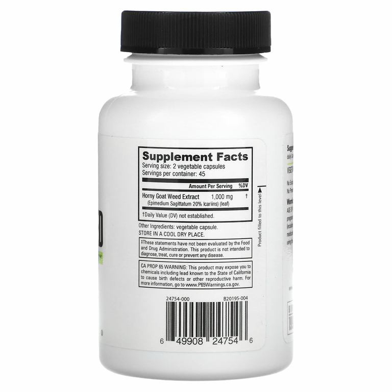NutraBio, Horny Goat Weed, 500 мг, 90 растительных капсул