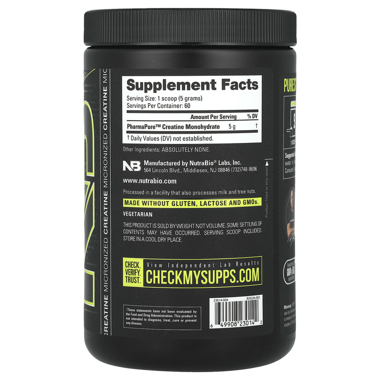 NutraBio, Моногидрат креатина, 300 г (10,6 унции)