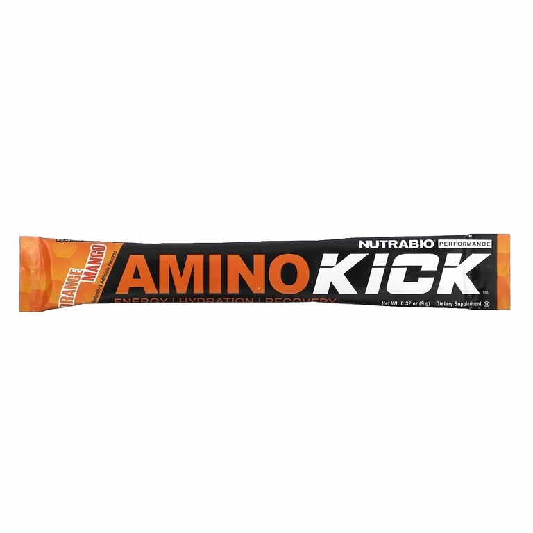 NutraBio, Amino Kick, апельсин и манго, 20 пакетиков по 9 г (0,32 унции)