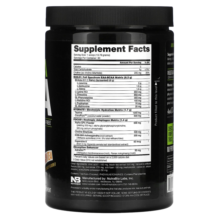 NutraBio, Alpha EAA, персиковый чай, 413 г (0,91 фунта)