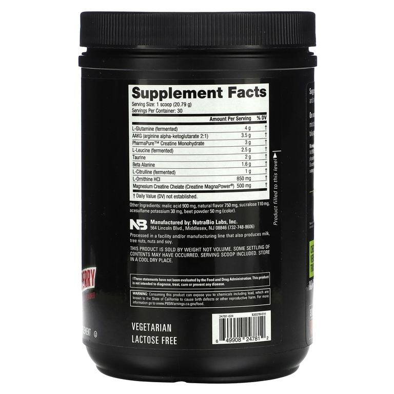 NutraBio, Extreme Nitric Stack, киви и клубника, 624 г (1,38 фунта)