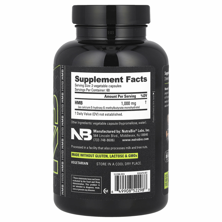 NutraBio, HMB, 1000 мг, 120 капсул (500 мг в 1 капсуле)