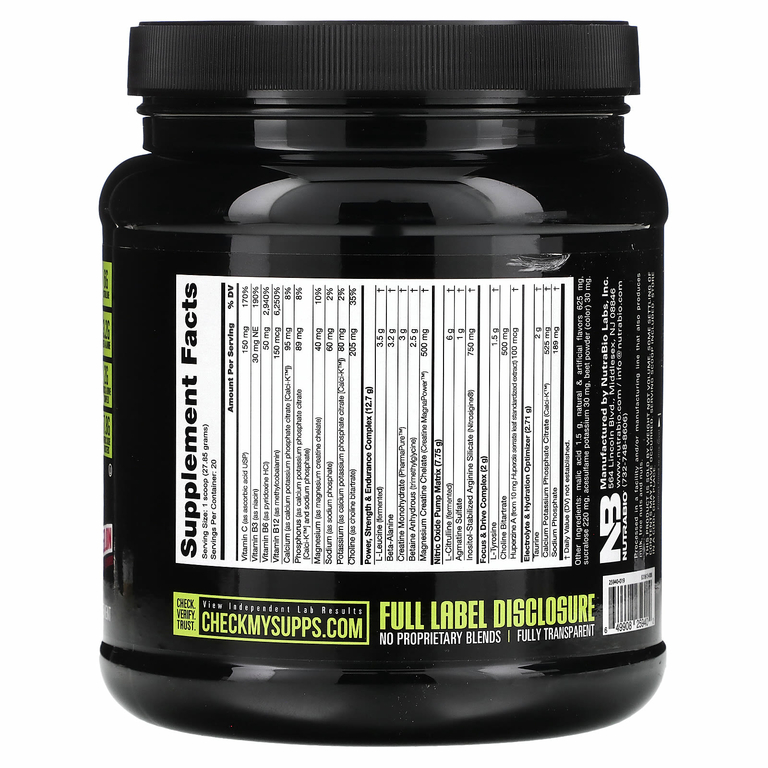 NutraBio, Pre-Workout Performance Igniter, без стимуляторов, с арбузом, 557 г (1,2 фунта)
