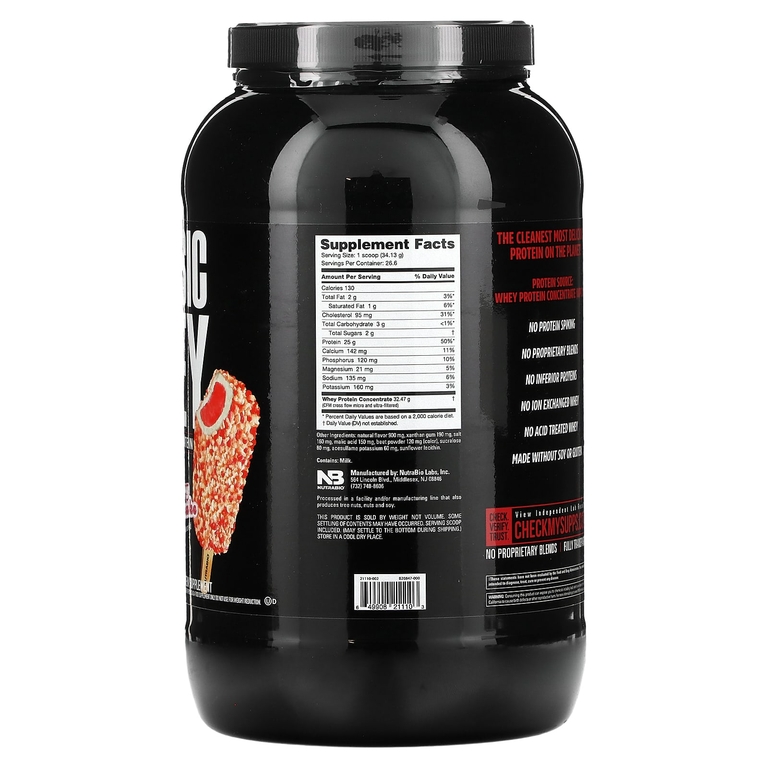 NutraBio, Classic Whey Protein, клубничное песочное печенье, 907 г (2 фунта)