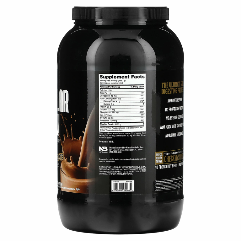 NutraBio, Мицеллярный казеин, голландский шоколад, 907 г (2 фунта)