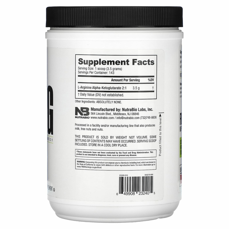 NutraBio, AAKG`` 500 г (1,1 фунта)