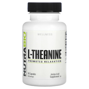 NutraBio, L-теанин, 90 капсул (200 мг на капсулу)