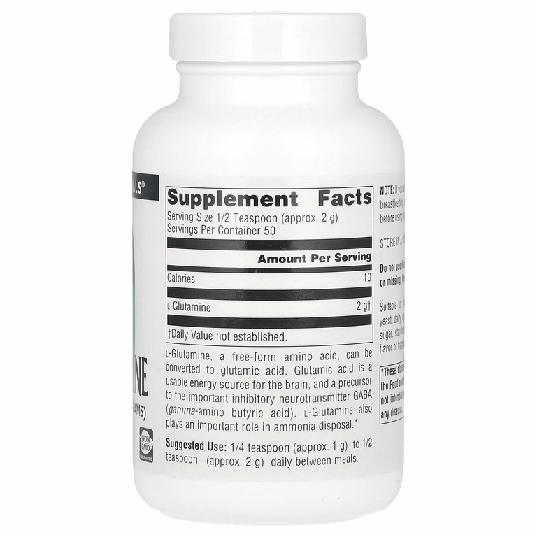 Source Naturals, L-глютамин, порошок в свободной форме 3.53 унции (100 г)